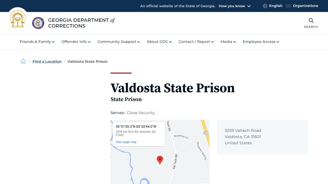 Valdosta State Prison | Georgia Department of Corrections