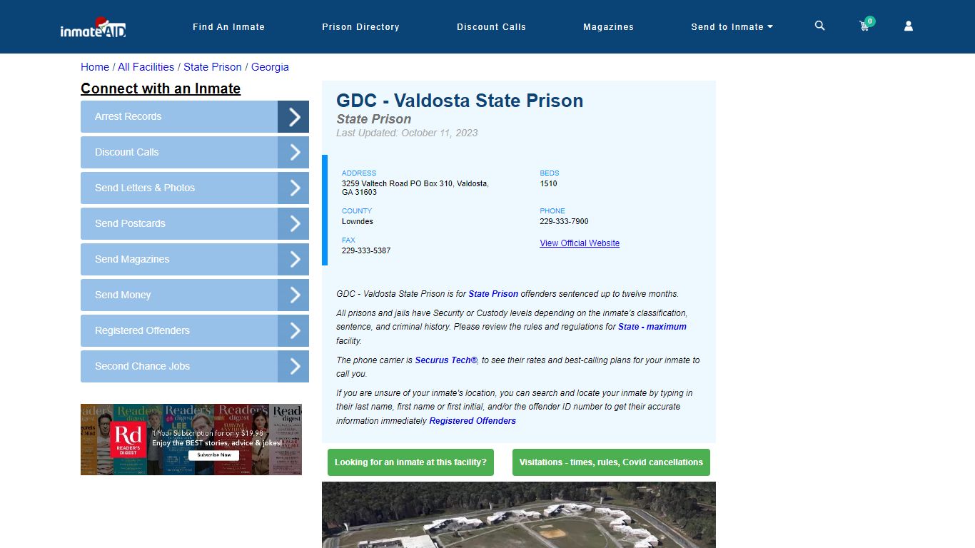 GDC - Valdosta State Prison & Inmate Search - Valdosta, GA